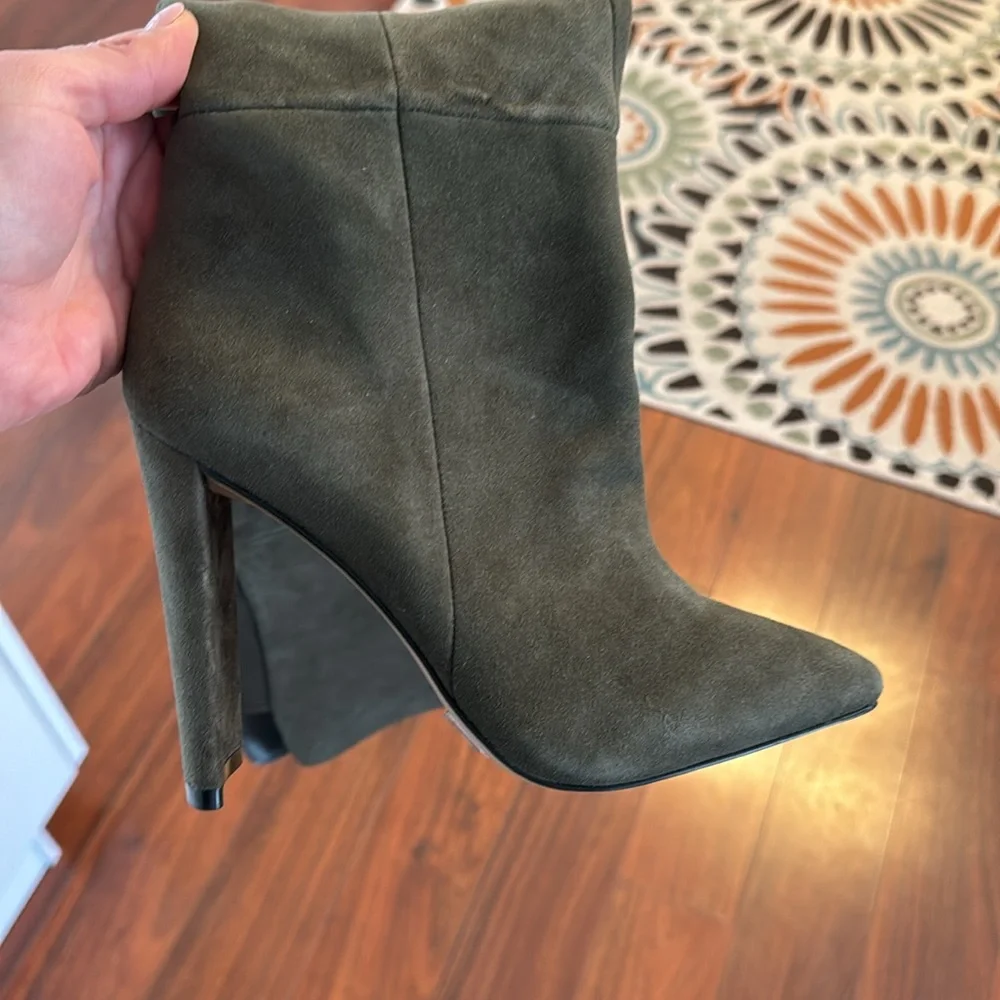 Aldo Over the Knee High Heel Boots Dark Green Suede - Picture 4 of 11